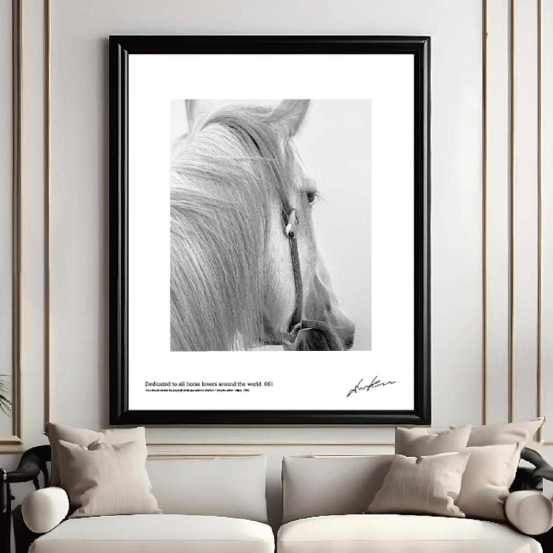 白馬／完全オリジナル・絵画のようなアートポスター　400×500