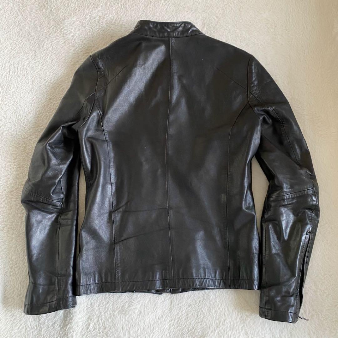 ゴスタールジフーガ 馬革 シングルライダース 総柄 裏地　レザージャケット　黒