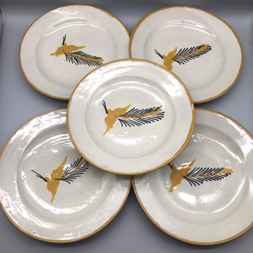 メキシコプエブラタラベラ焼ビンテージ陶器伝統工芸鳥バードお皿プレート24cm5枚