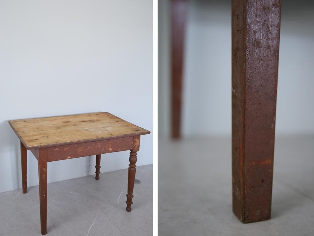 フランスアンティーク古木ダイニングテーブル/木製机/作業台/デスク(79-361