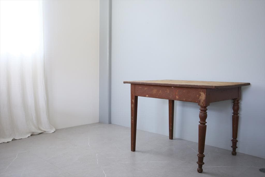 フランスアンティーク古木ダイニングテーブル/木製机/作業台/デスク(79-361