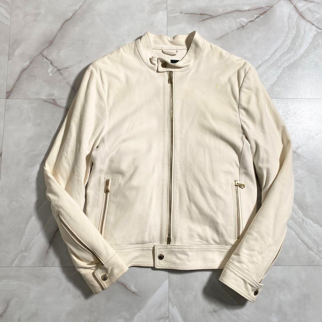 B15938 エンメティ アンドレア ゴートスキン中綿ライダース 白48