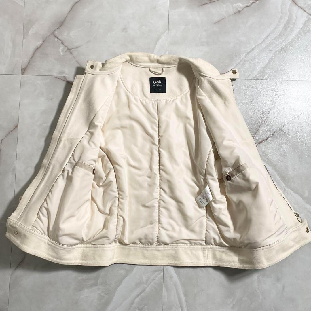 B15938 エンメティ アンドレア ゴートスキン中綿ライダース 白48