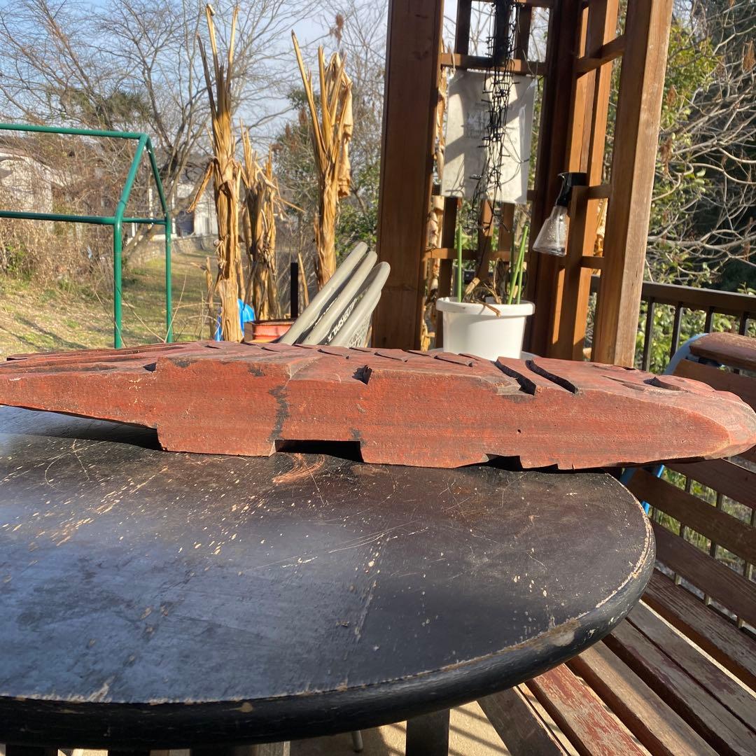 特大魚板　魚鼓　魚鐘　年代物　アンティーク　インテリア　幅83cm