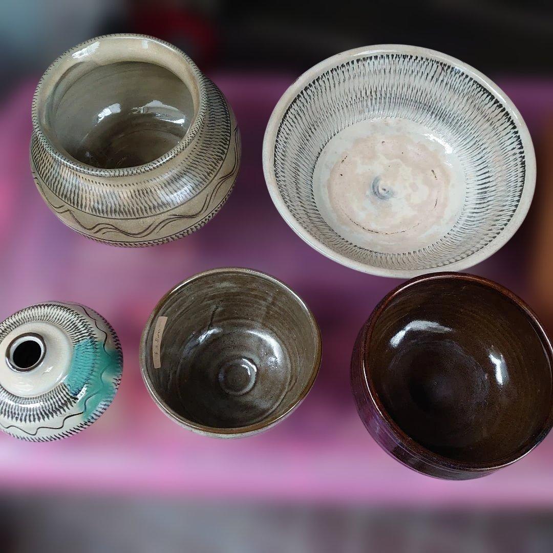 旧い？ 小鹿田焼/おんた焼 茶碗や、壺(花器)など11点