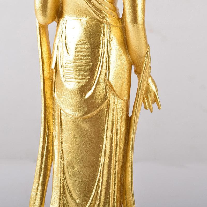 彫刻家　北村西望作　銅塗金　聖観音菩薩像　台付　北村治禧識箱　D　R8174