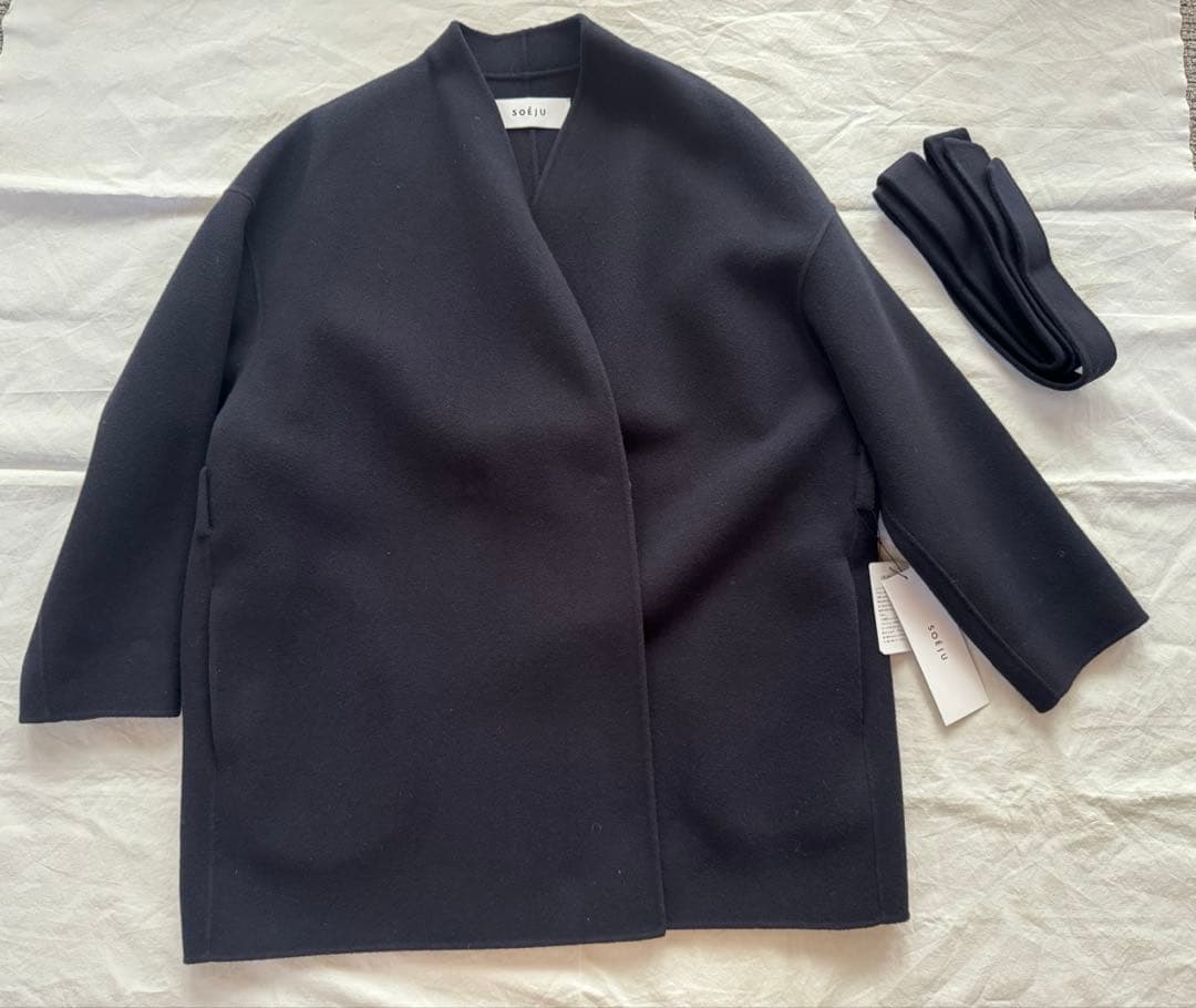 SOEJU ウールリバーミディコート ネイビー　新品未使用