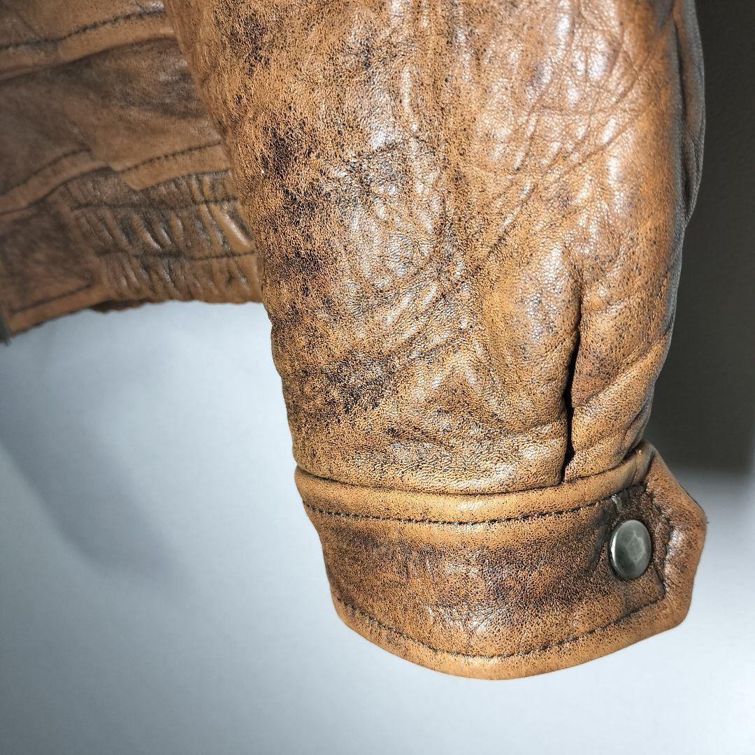 Houston ヒューストン ヴィンテージ フェード ラムレザー ジャケット L