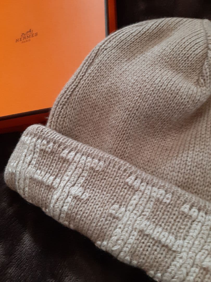 HERMES　エルメス　ニット帽　帽子　ビーニー　カシミヤ　キャップ　ベージュ