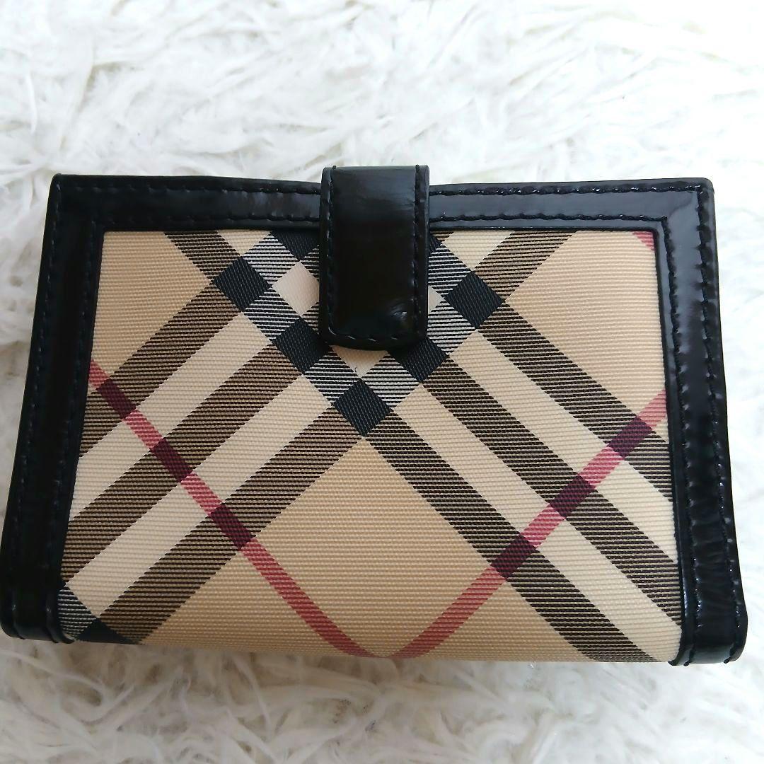 【BURBERRY】ノバチェック　PVC　レザー　ゴールド金具　３つ折り財布