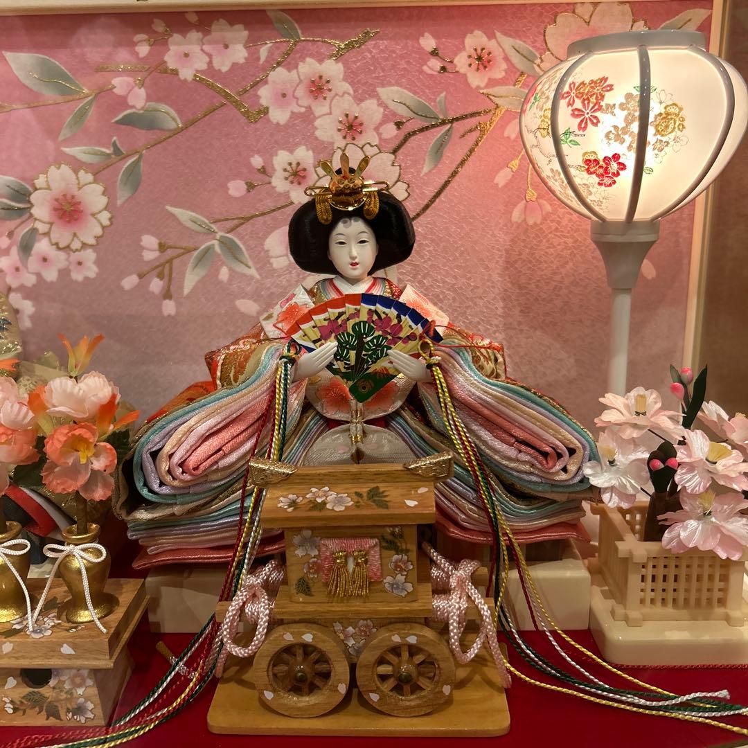 雛人形 アクリルケース ピンク 半円形 親王飾り ひな祭り おひなさま