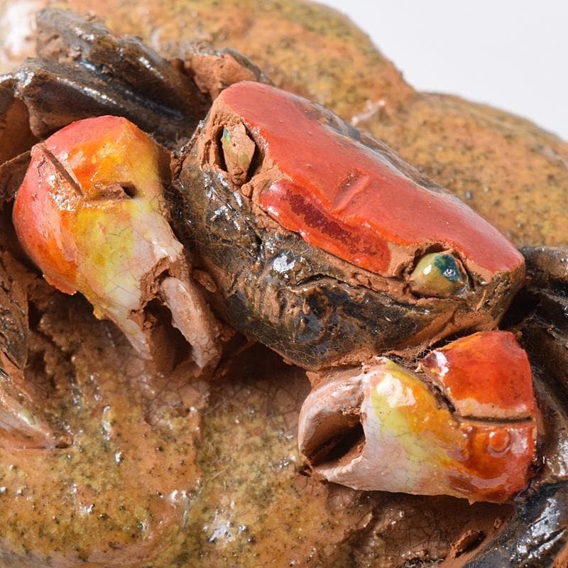 茶道具　伊予松山　水月焼　砥部焼　蟹香合　共箱　M　R8163