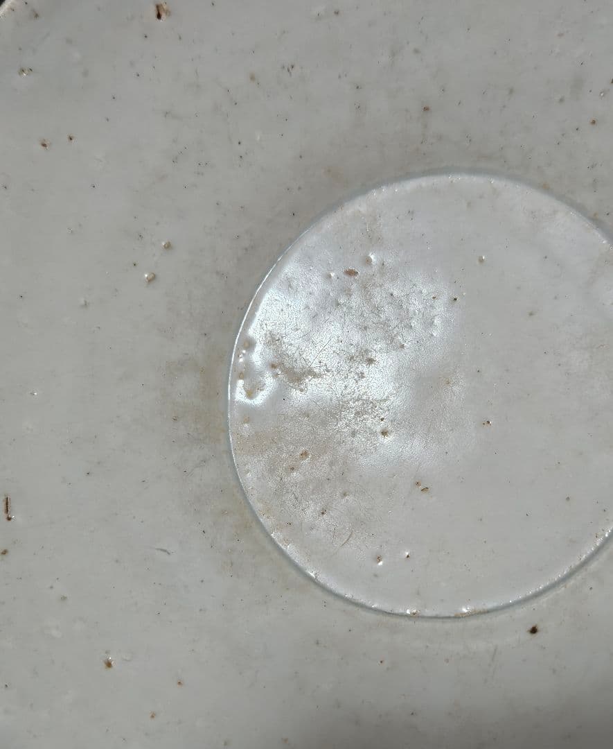 李氏朝鮮時代　半島古陶磁器　半島古美術 李朝白磁　平茶碗　夏茶碗　約16.1cm