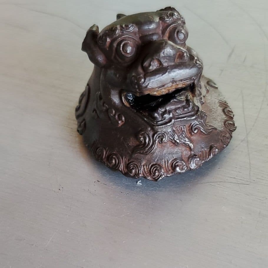 骨董　獅子香炉　金属製　乾隆年製　アンティーク