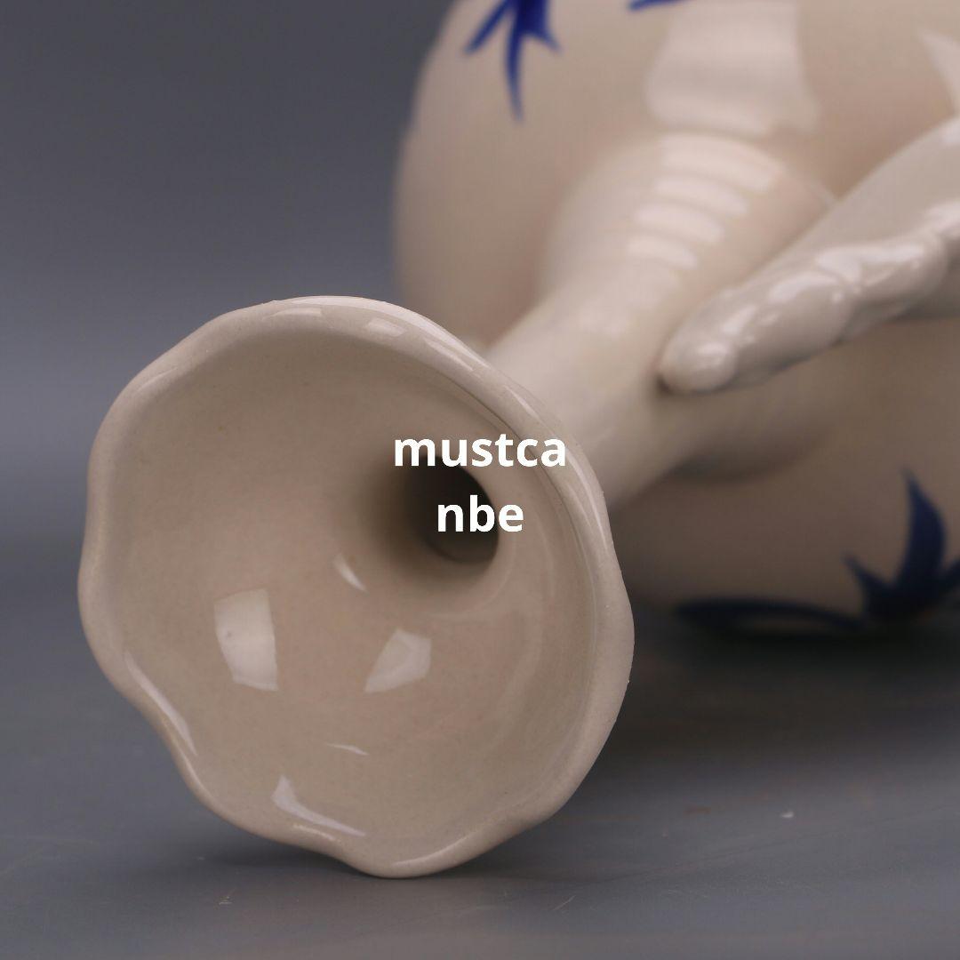 青花紅釉両耳瓶 景徳鎮 陶磁器 装飾品 現代工芸品 美術品 置物