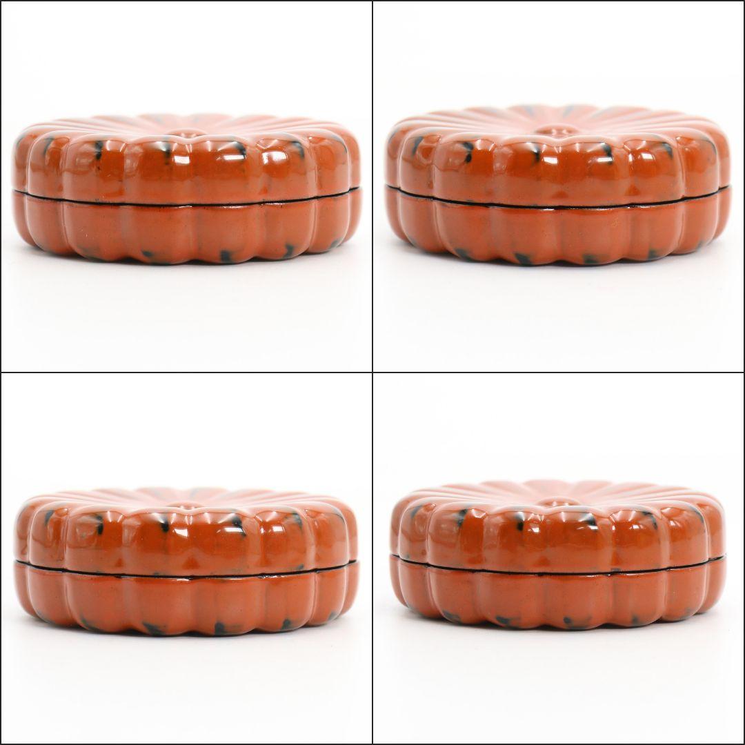 塗師 中村宗哲作 根来 菊香合 表千家十三代 即中斎書付　SX660　N5