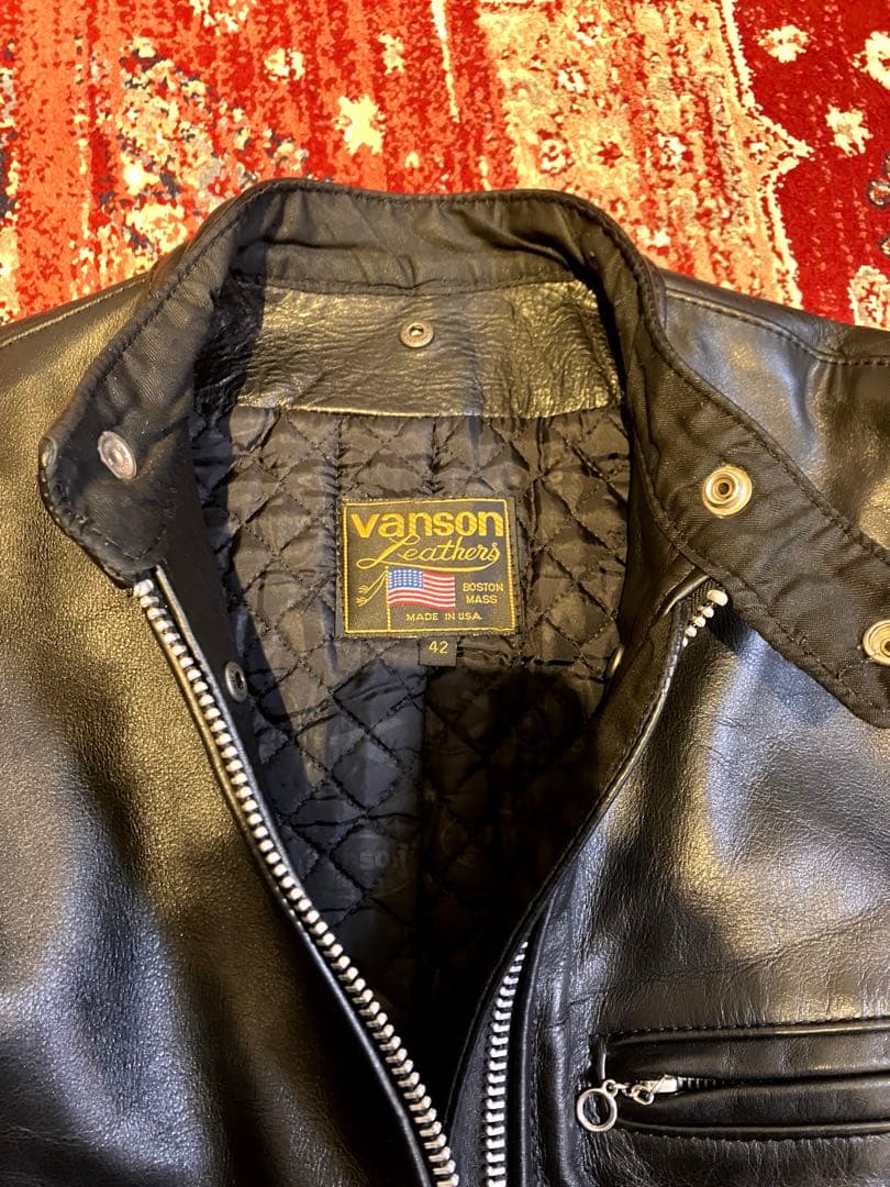 vanson 42 シルバーカスタム　レザー シングルライダース　キルティング