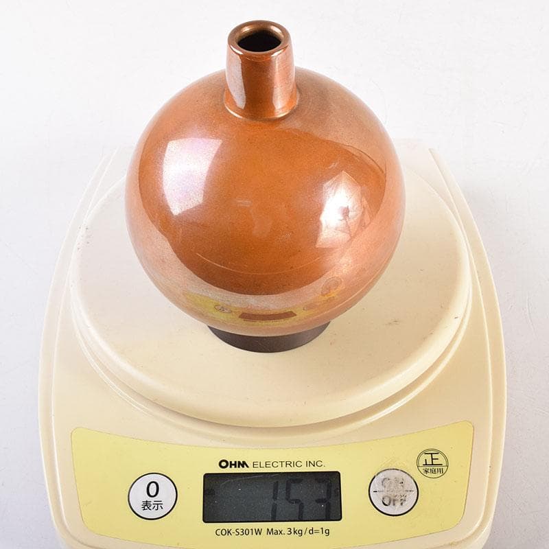 田畑一作造　朱銅　一輪挿し　樫の実　共箱　V　8319