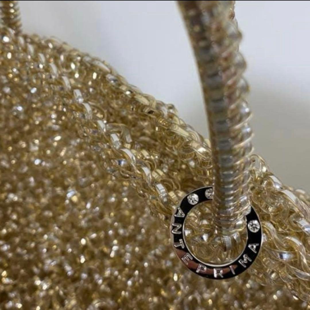 アンテプリマ　ワイヤーバッグ　スクエア　ミディアム　シルバーゴールド　鞄