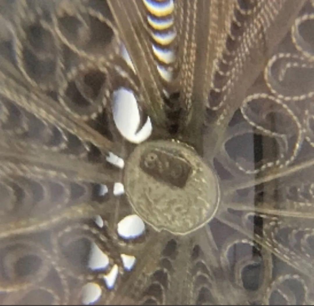 アンティーク　シルバー　800 トレー　銀線細工の可愛いミニチュアトレイ