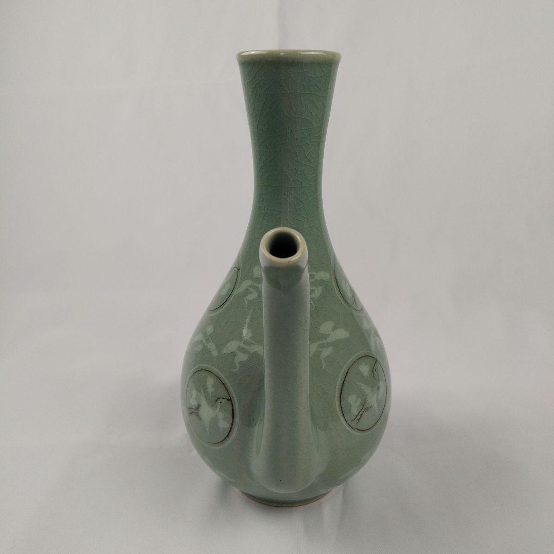 高麗青磁雲鶴文水差し　峯岩作　韓国人間国宝　高麗青磁　韓国美術　高麗美術