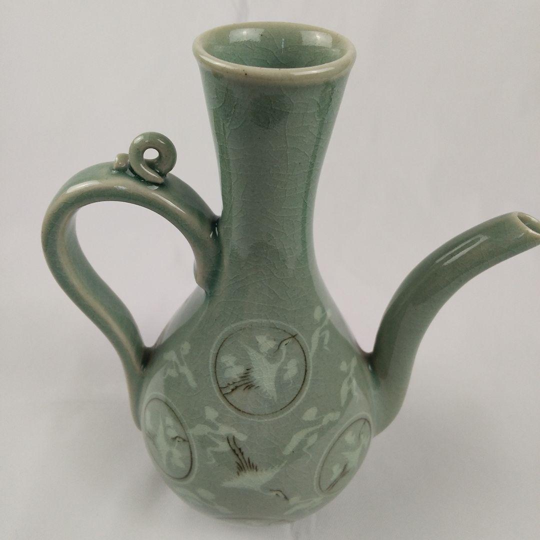 高麗青磁雲鶴文水差し　峯岩作　韓国人間国宝　高麗青磁　韓国美術　高麗美術