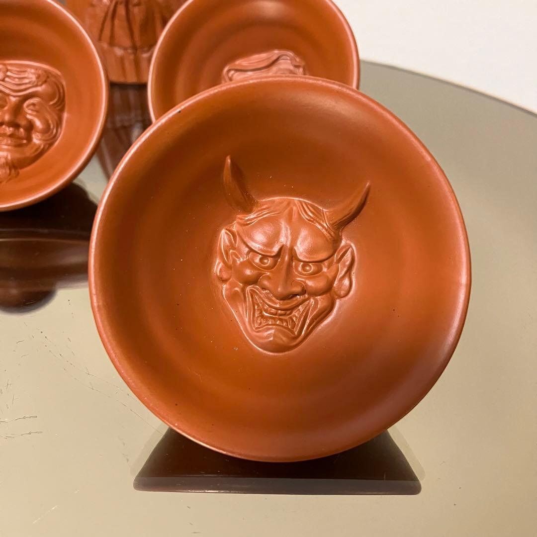 常滑焼 朱泥 酒器揃 『般若』『おかめ』