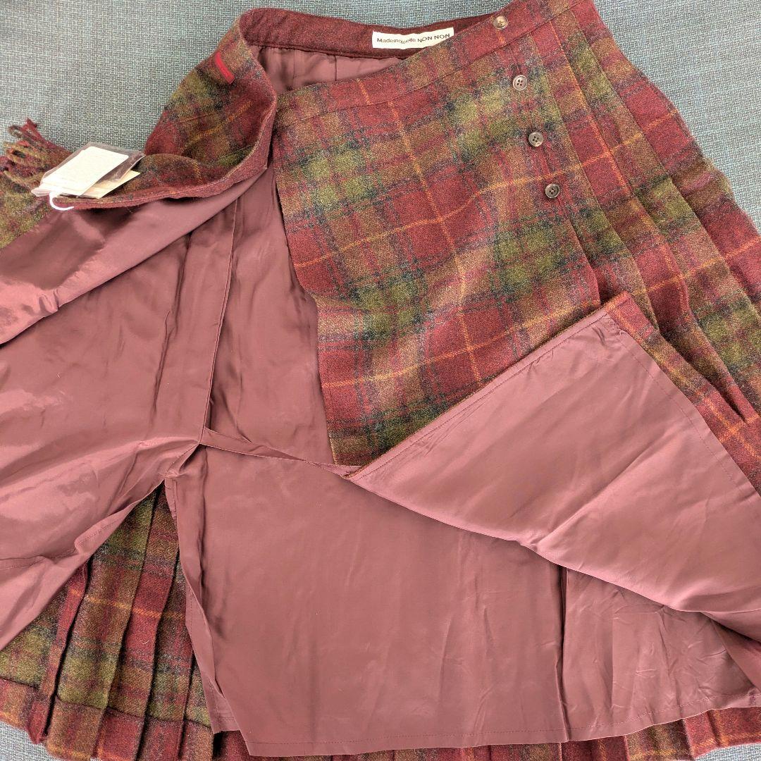 【新品タグ付】マドモアゼルノンノン チェック ウール スカート チェック