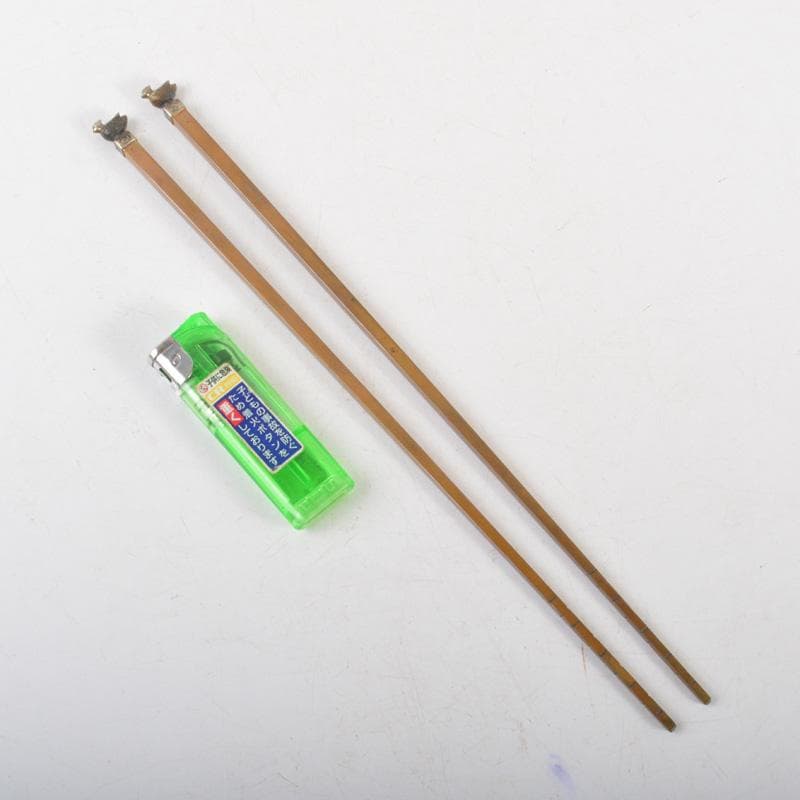 茶道具　徳全造　黄銅　鳥頭飾　火箸　共箱　C　6258