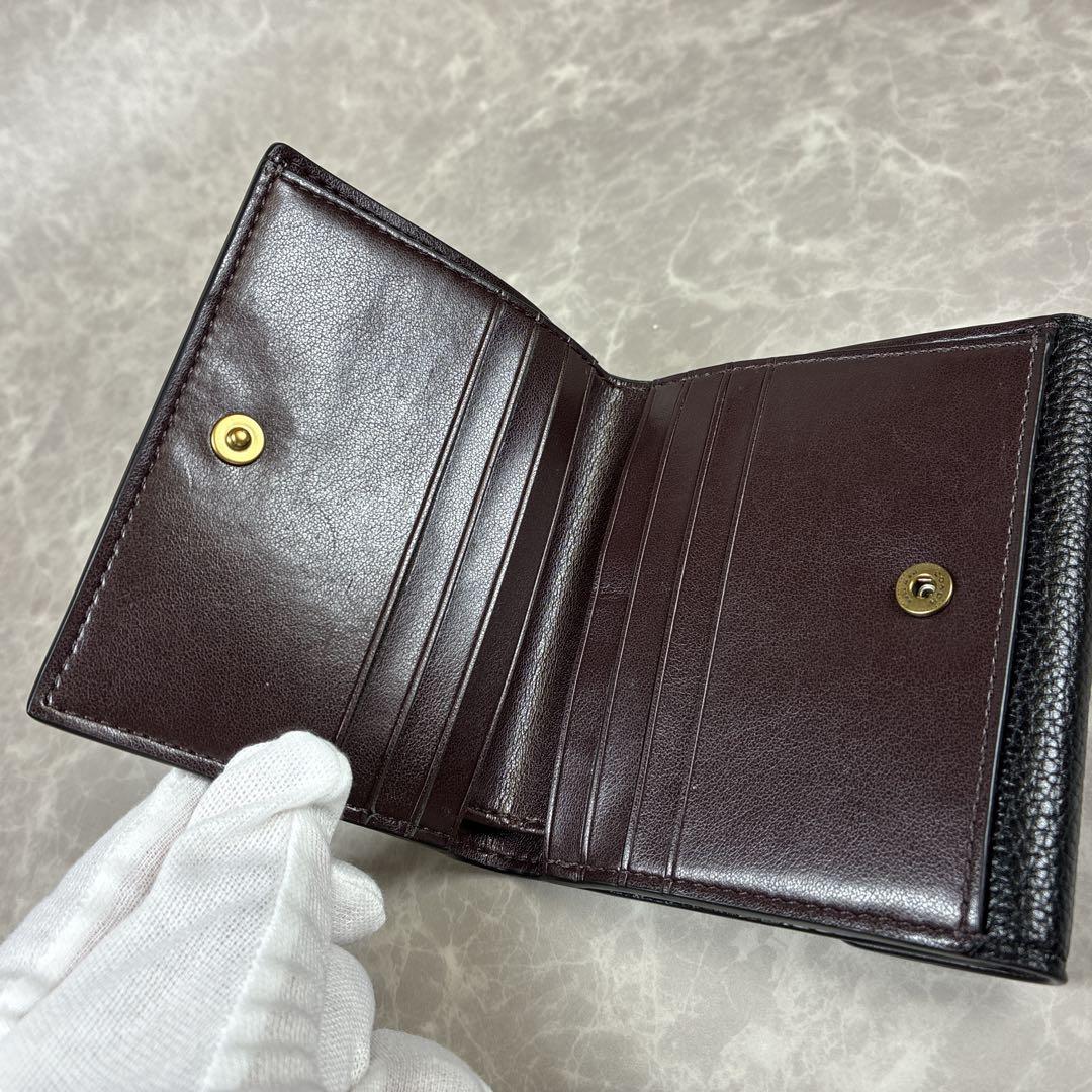 COACH タビースモールウォレット ブラック レザー コンパクト 二つ折り財布