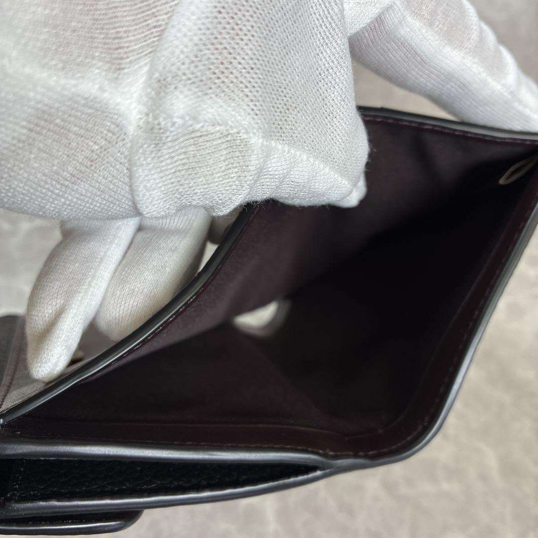 COACH タビースモールウォレット ブラック レザー コンパクト 二つ折り財布