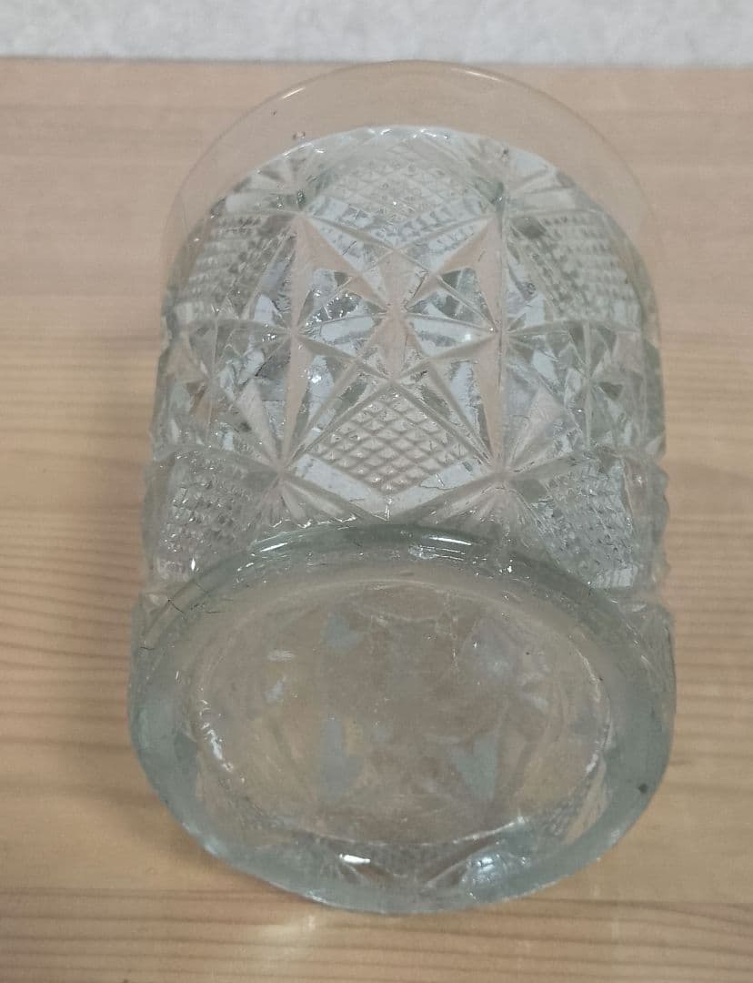 大正〜昭和初期  プレスガラス 幾何学文様 水飲みコップ