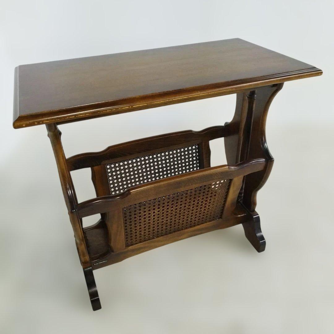 【引取り歓迎】カリモク コロニアル サイドテーブル マガジンラック付き