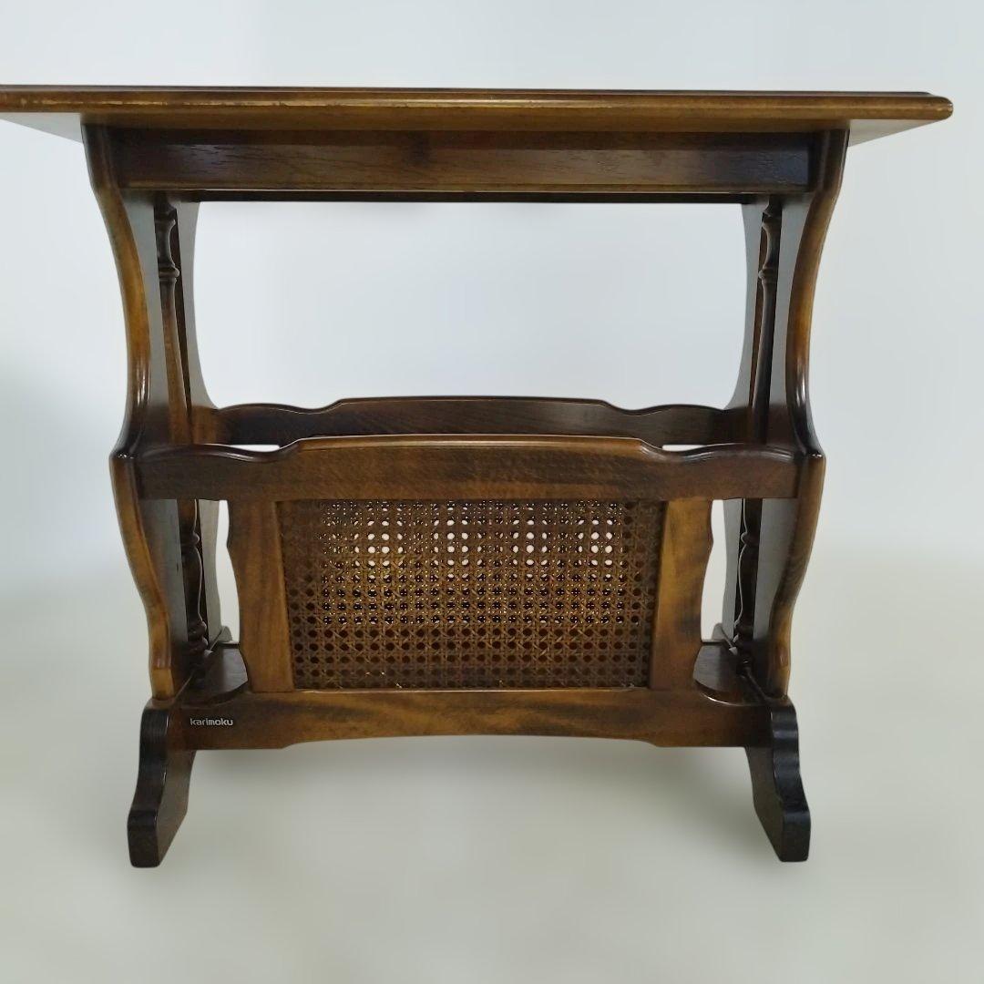 【引取り歓迎】カリモク コロニアル サイドテーブル マガジンラック付き