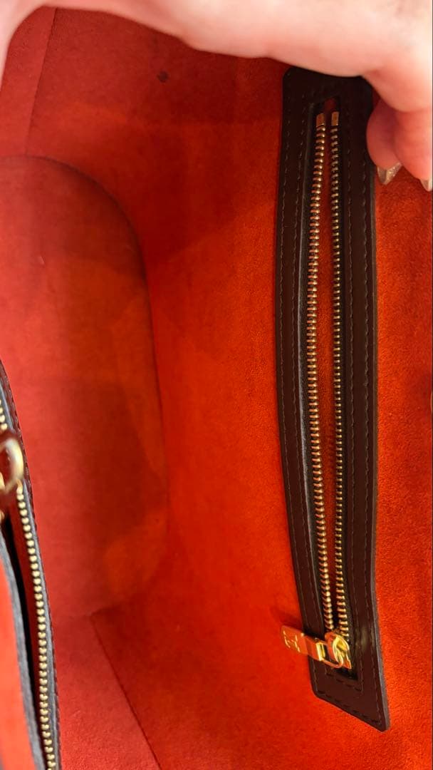 ねこパンチ様　ダミエパターン ブラウンレザートートバッグ　マノスク　pm