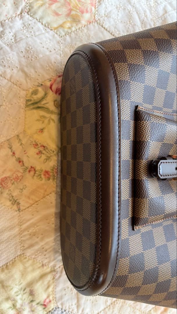 ねこパンチ様　ダミエパターン ブラウンレザートートバッグ　マノスク　pm