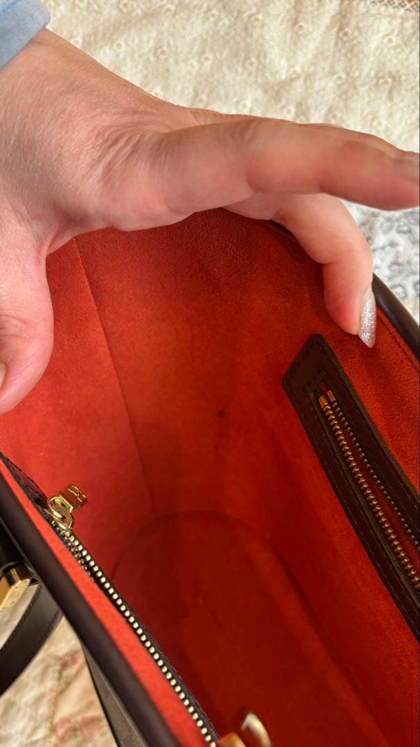 ねこパンチ様　ダミエパターン ブラウンレザートートバッグ　マノスク　pm