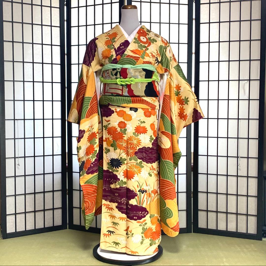 【りっこ　】【良好】振袖　正絹100% フルセット　155cmほどの方へ。