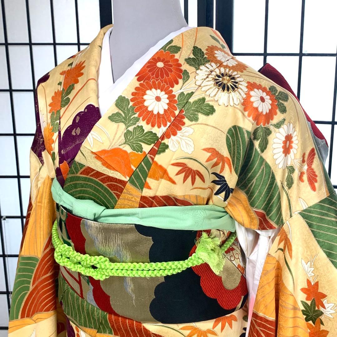 【りっこ　】【良好】振袖　正絹100% フルセット　155cmほどの方へ。