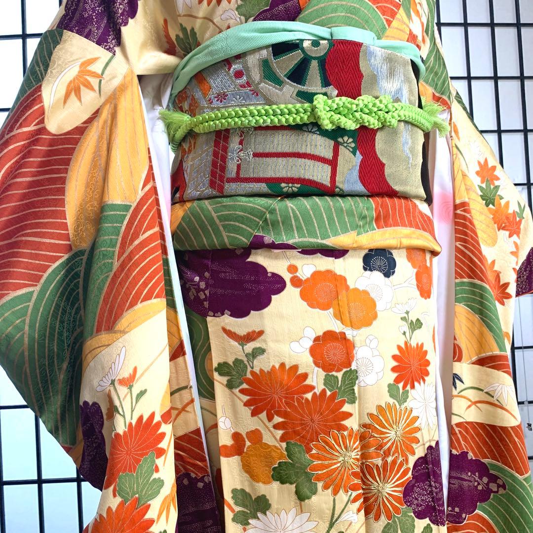 【りっこ　】【良好】振袖　正絹100% フルセット　155cmほどの方へ。