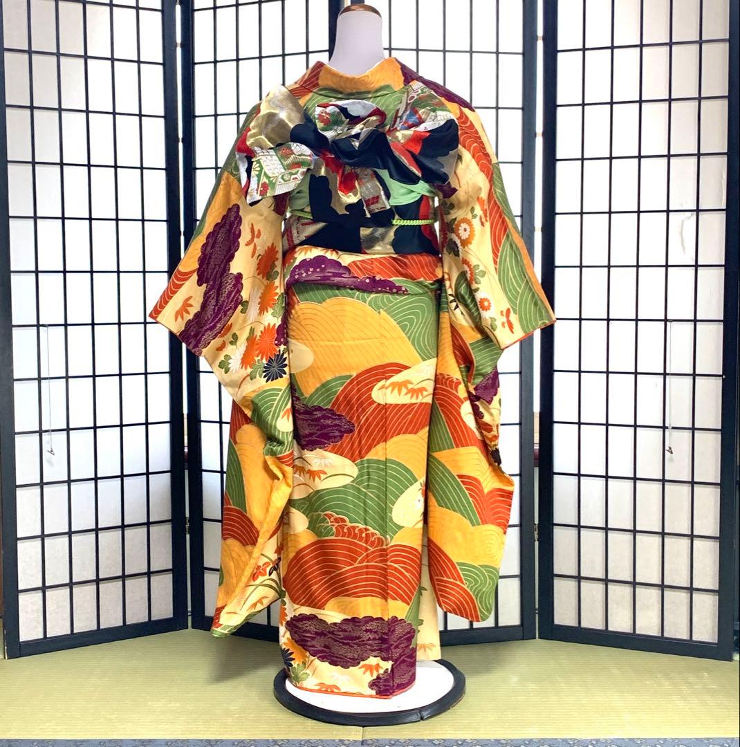【りっこ　】【良好】振袖　正絹100% フルセット　155cmほどの方へ。