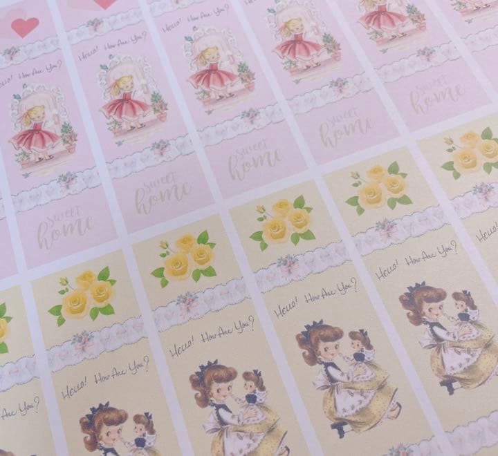 【お裾分けファイル】レトロガールロングタグ（上質紙）10シート