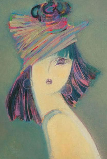 油絵 絵 絵画インテリア 額付(青緑＋金色の枠) F4-051613 人物 女性