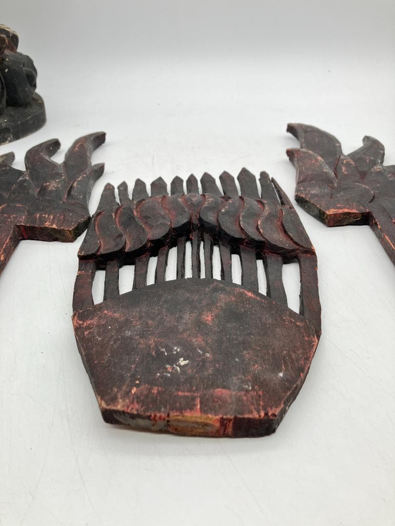 【時代物】　ガルーダ象　木彫り インドネシア 全長：約６１ｃｍ　オブジェ