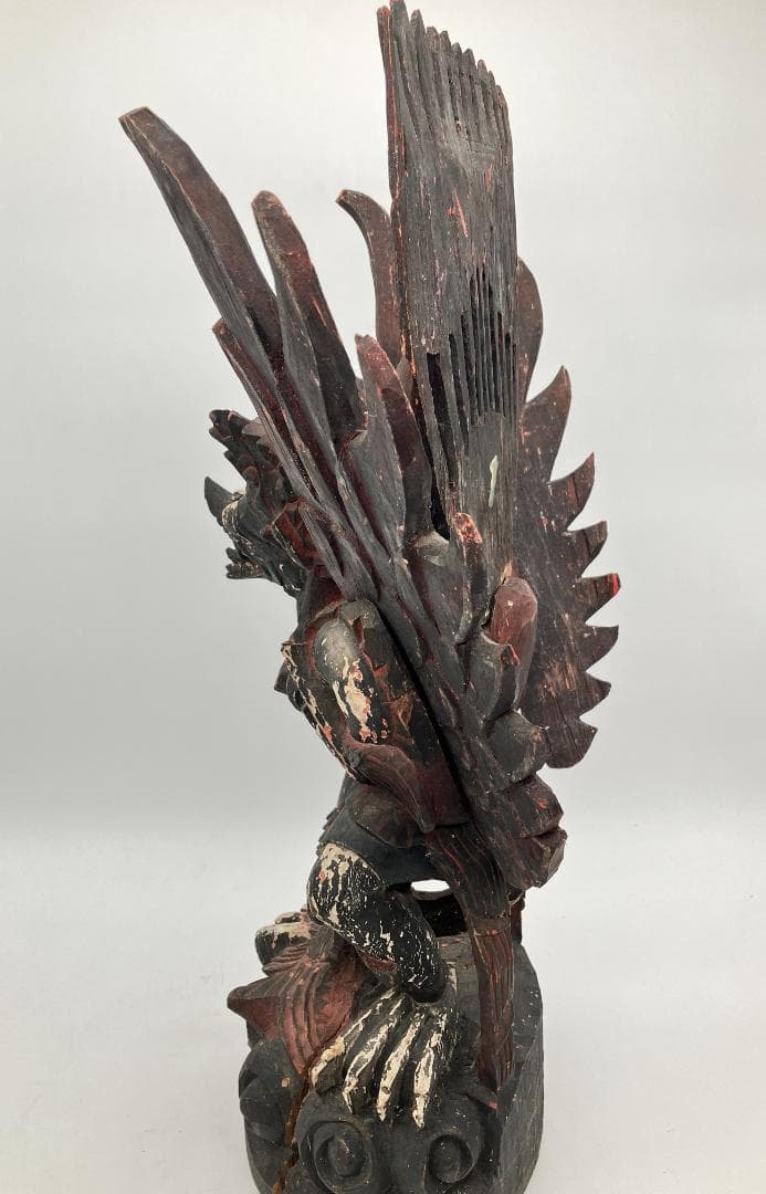 【時代物】　ガルーダ象　木彫り インドネシア 全長：約６１ｃｍ　オブジェ