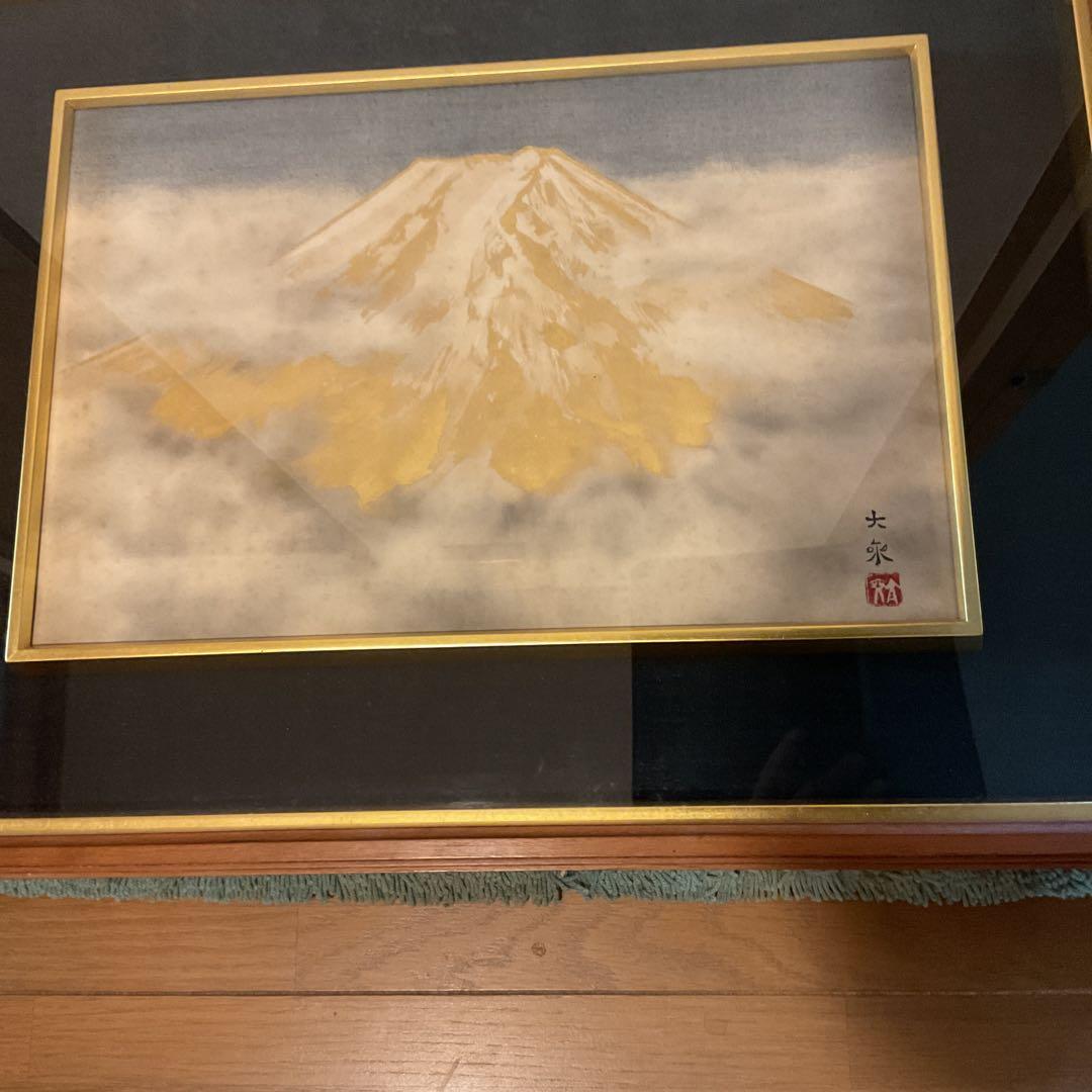 真作 青木大乗 作 木額装仕立 【 富嶽 】 共シール在 画8号