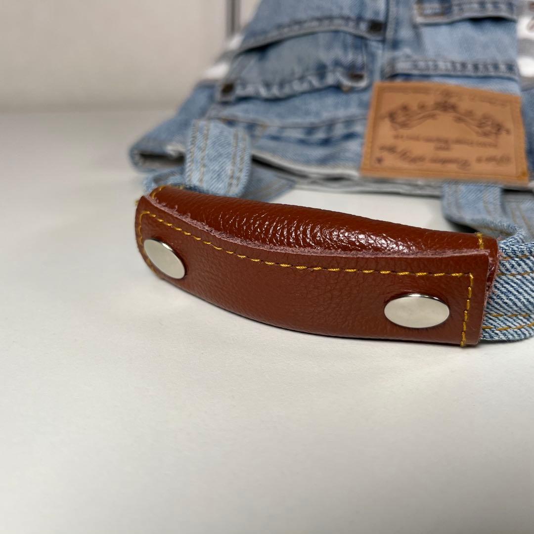 【美品】ルシアンエサヨ キャリーバッグ ハンド デニム バケツ型 リメイク