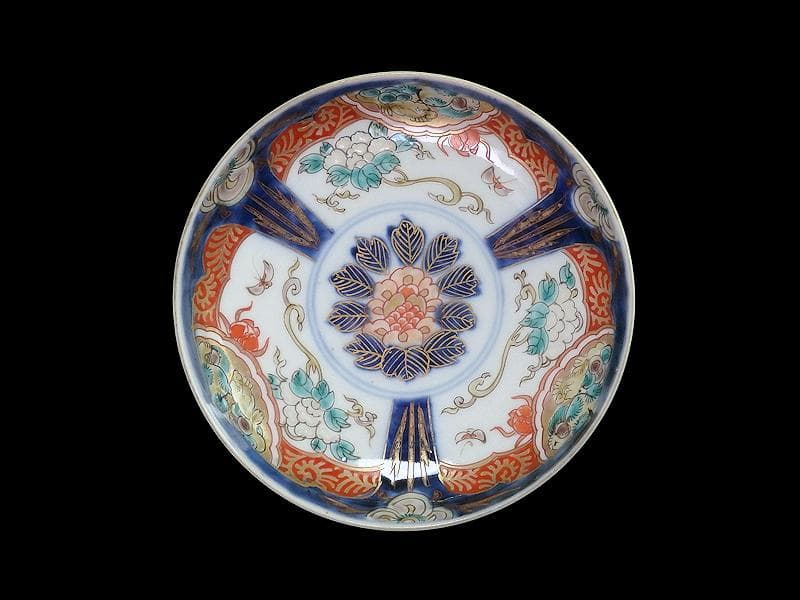 古伊万里　色絵　団龍紋に牡丹の図　5寸皿　5枚　D466AS-fbtk