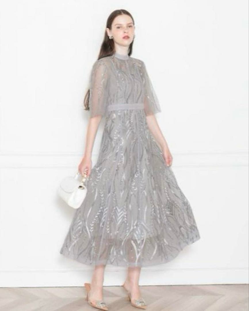 【LEJA】パーティードレス レース プチフリル ロングドレス ワンピース 美品