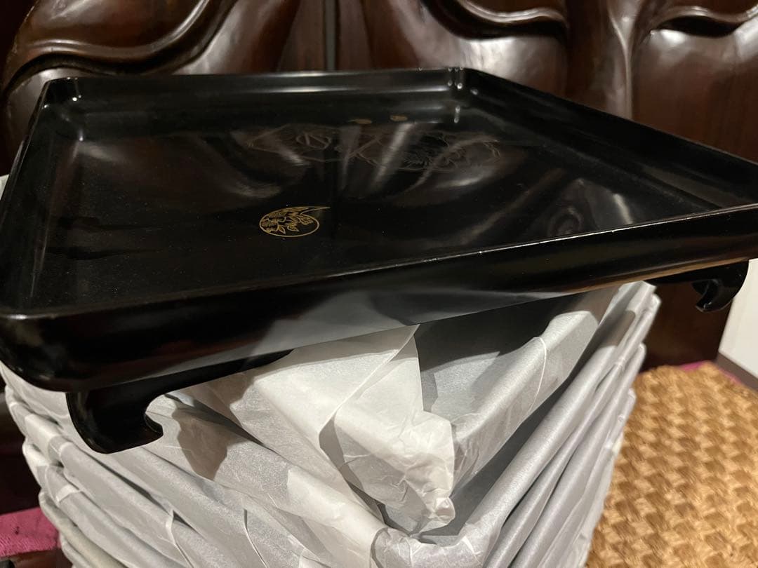 輪島塗り　漆器 盆 お膳　黒 10枚セット